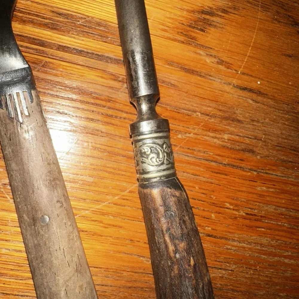 CIVIL WAR ERA‎ Wooden Handle with Inlay Cutlery & Antler Handle Knife Sharper-11